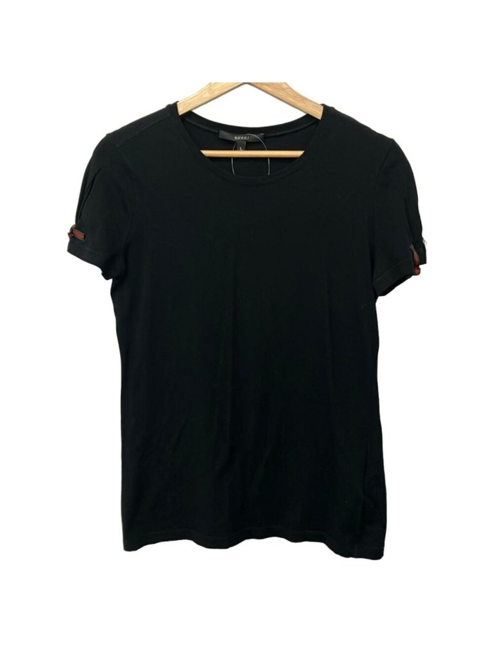 Gucci Short Sleeve T-Shirt Black Green Red Ribbon L